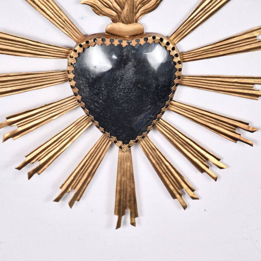 Lila Rasa - Wholesale Sculpture - "BLACK & GOLD SACRED HEART HANGING WALL DECOR 20X20 CM 2