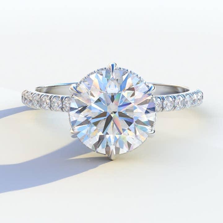 2.5 Carat Round Cut Hidden Halo & Pave Lab Grown Diamond Ring - Hyper Saga for wholesale by Mohana Jewels - Luxury