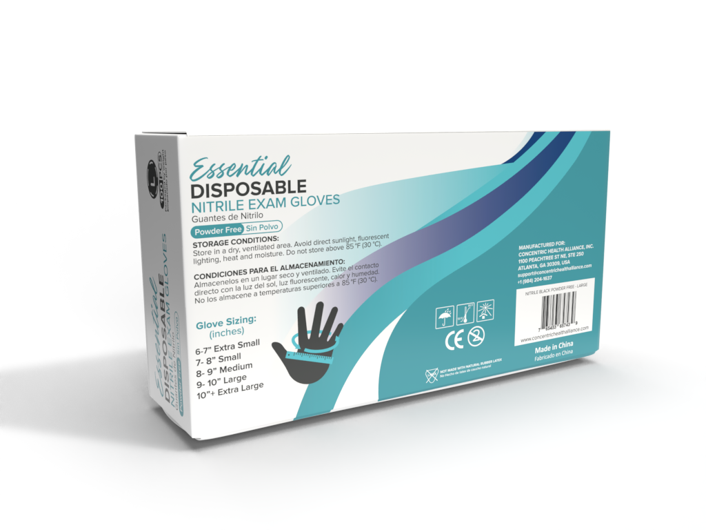 Concentric Health Alliance - CHA Supply - Wholesale Gloves - Unisex - CHA Essential Nitrile Exam Gloves - Black2
