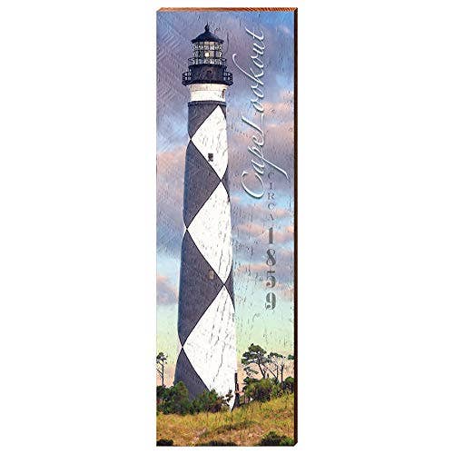 Cape Lookout Lighthouse, North Carolina Wooden Sign | Wall Art Print on Real Wood | Harkers Island Coastal Nautical Beach House Decor for wholesale by Mill Wood Art
