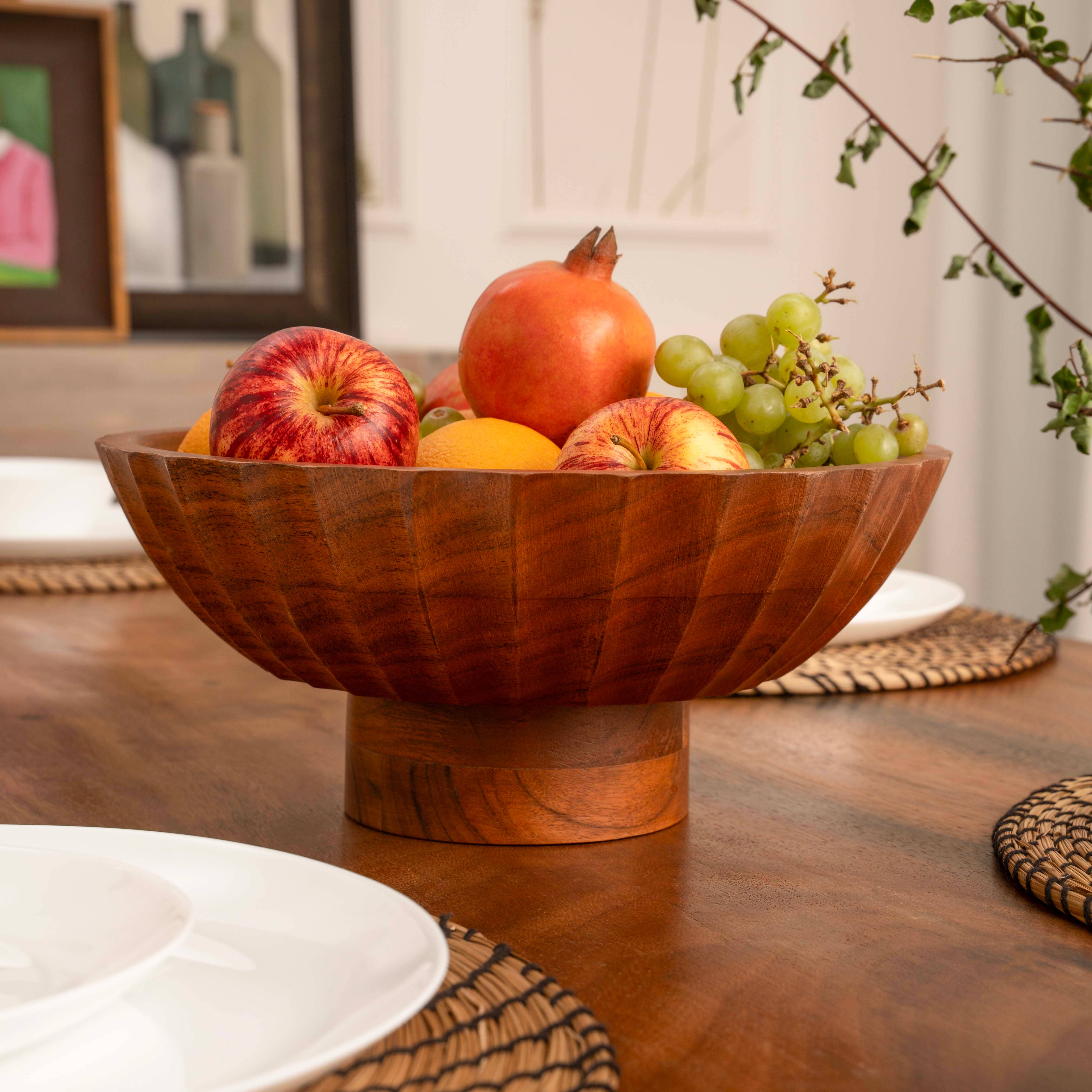 LuxeDesigns Co LLC - Wholesale Bowl - Acacia Wood Footed Bowl– Handcrafted Decorative Fruit Bowl4