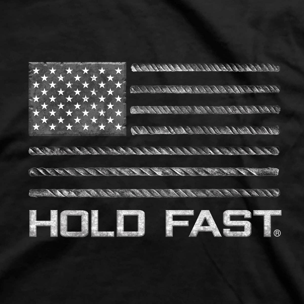 Black HOLD FAST Mens T-Shirt Rebar Flag for wholesale on Faire4
