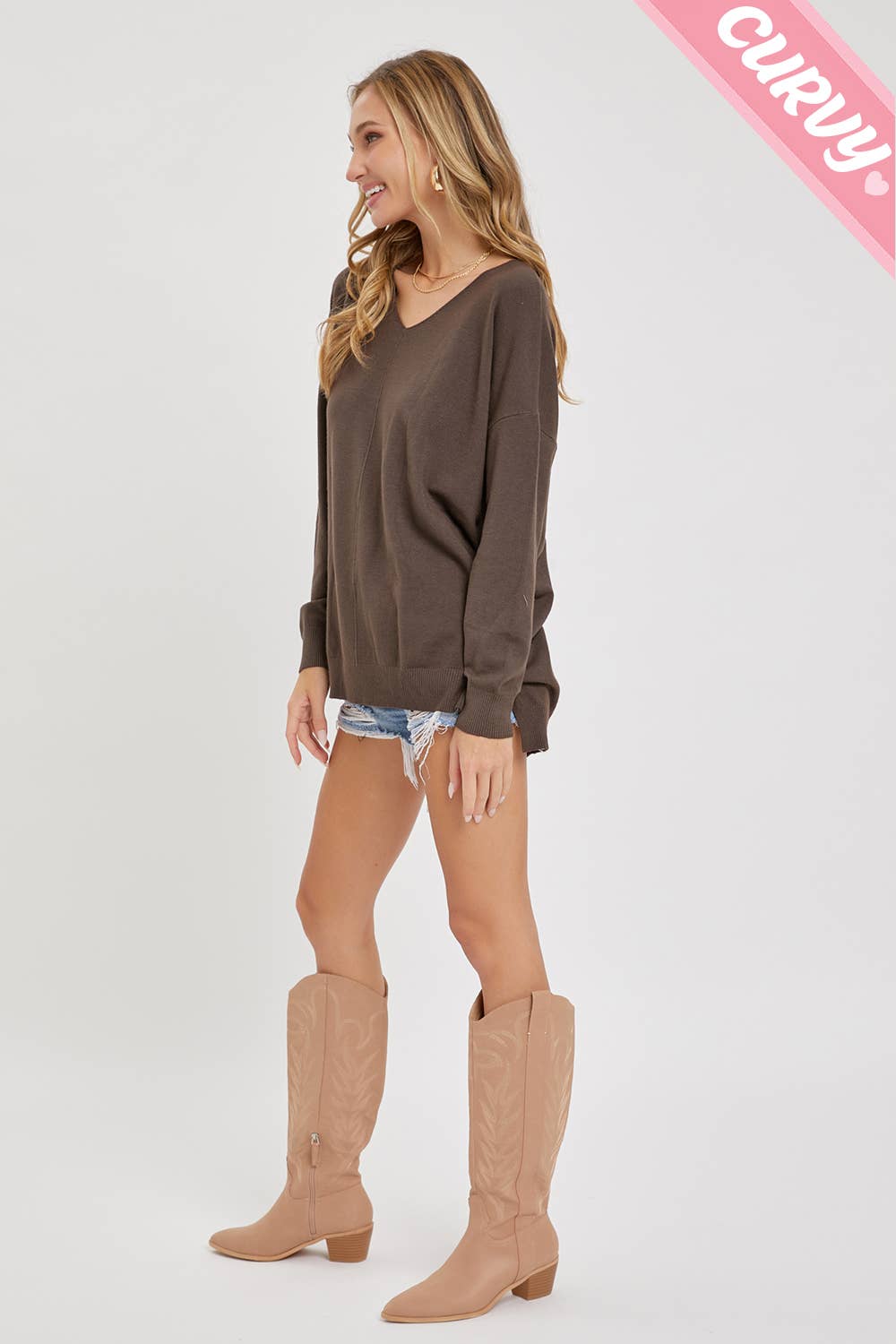 Sweet Lovely by Jen - Wholesale Tunic Sweater - Women's - PLUS SIZE  COZY KNIT SWEATER91