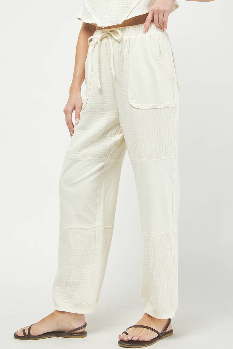 Cream 933NP COTTON GAUZE PANTS for wholesale on Faire4