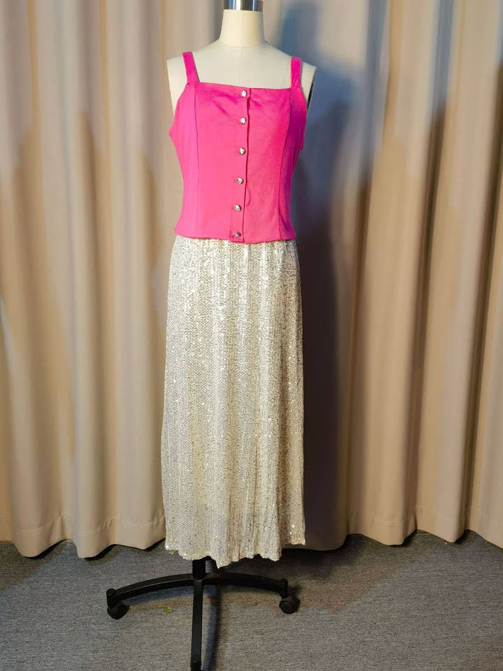 Lily Clothing - Wholesale Skirt - Women's - Sequined high-waisted inner elastic drape skirt17