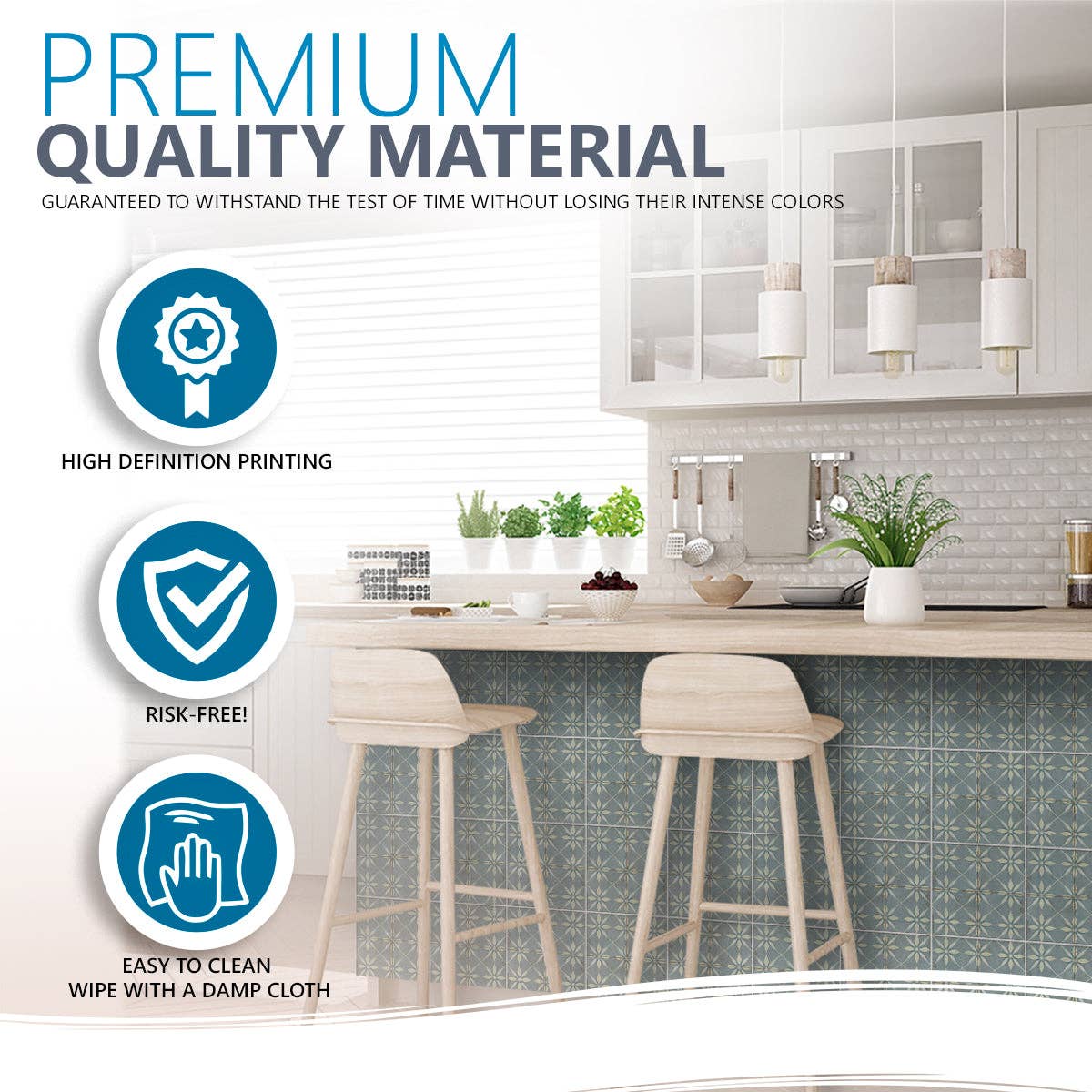 Mi Alma LLC - Wholesale Wall Tile - Floral Blue Retro Tile Decals – Peel and Stick Backsplash Stickers 24-Piece Set for Kitchen, Bathroom, or Furniture Model - R1812