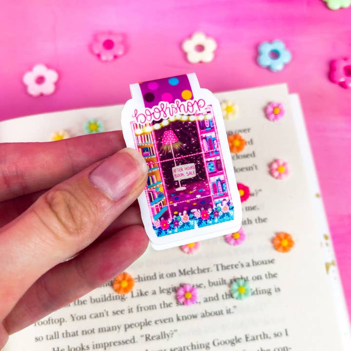 Emily Cromwell Designs - Wholesale Bookmark - Bookshop at Night Magnetic Bookmark2