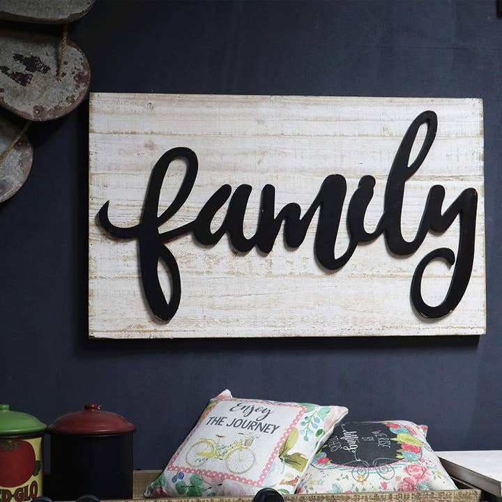 Paris Loft Inc - Venta al por mayor Letreros - Letreros familiares de madera para decoración del hogar con letras negras en 3D