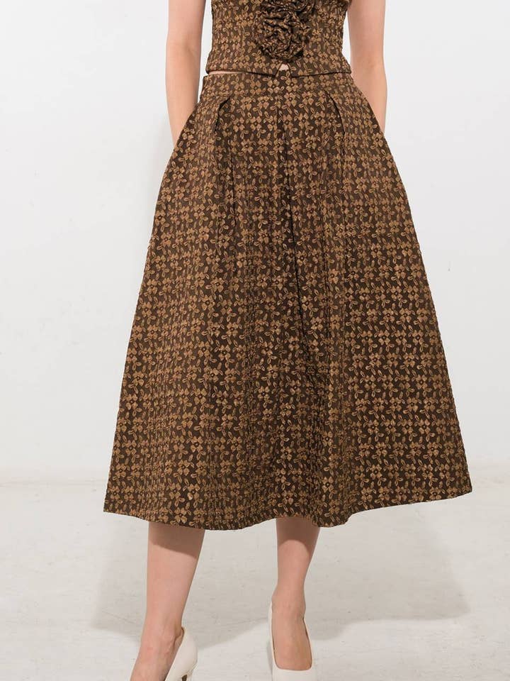 A textured woven midi full skirt - FK1096 for wholesale by FLYING TOMATO