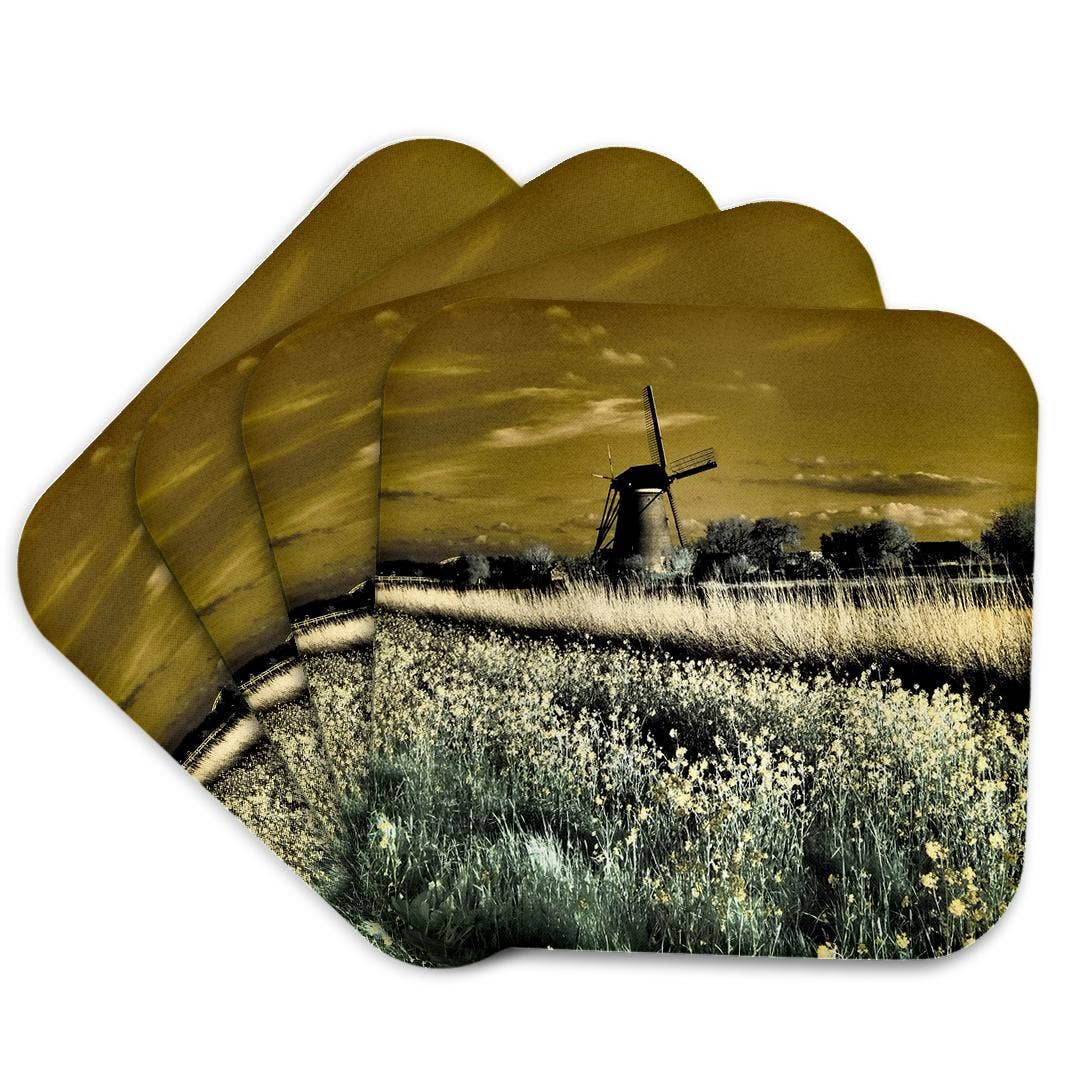 3dRose - Wholesale Coasters - 3dRose, Netherlands, Kinderdijk. Windmills at sunset in Kinderdijk, Coaster7