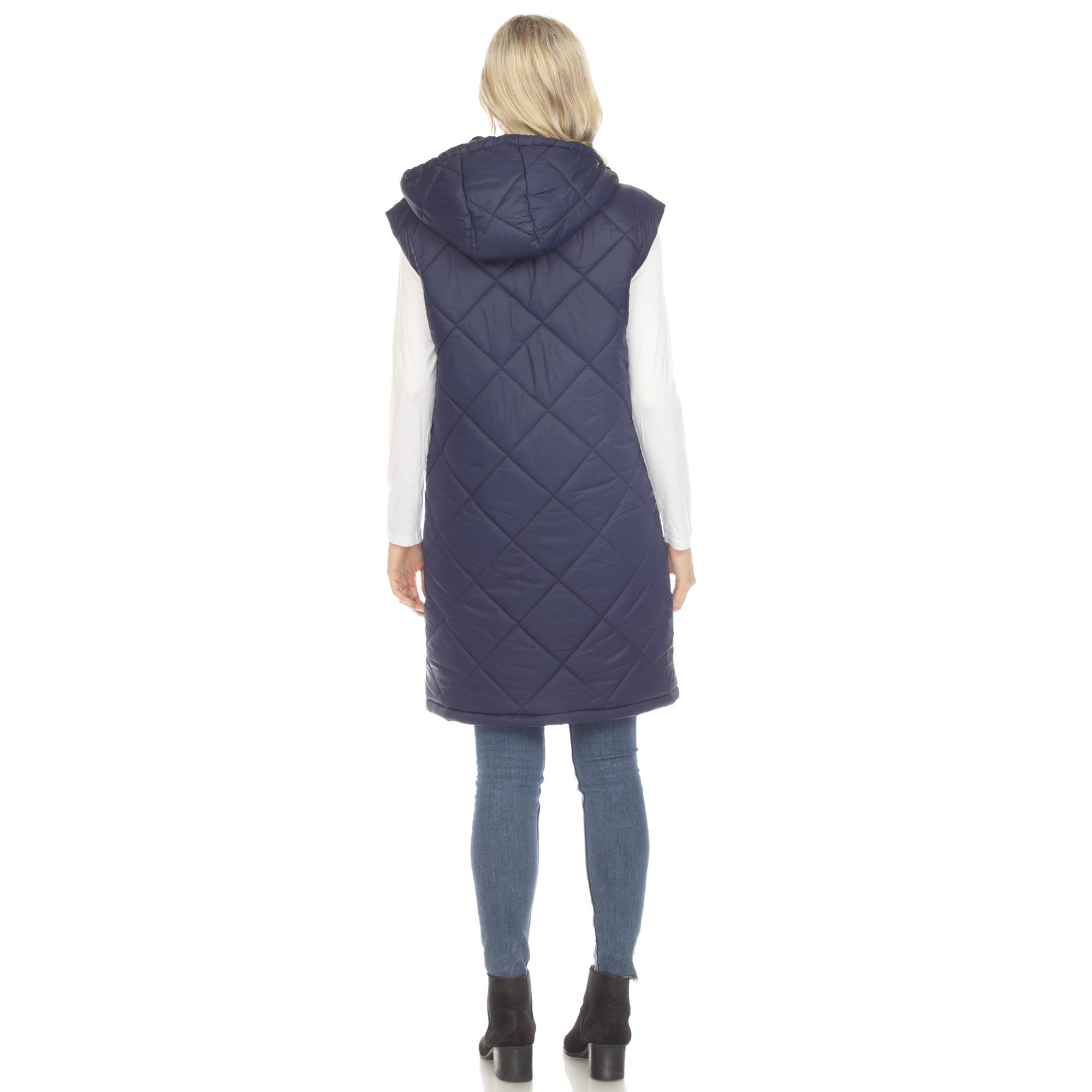 WHITE MARK - Wholesale Outerwear Vest - Women's - Women's Diamond Quilted Hooded Puffer Vest10
