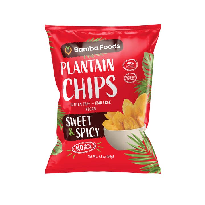 Bamba Foods Naturally Sweet Plantain Chips - Spicy 2.1oz for wholesale by Bamba Foods