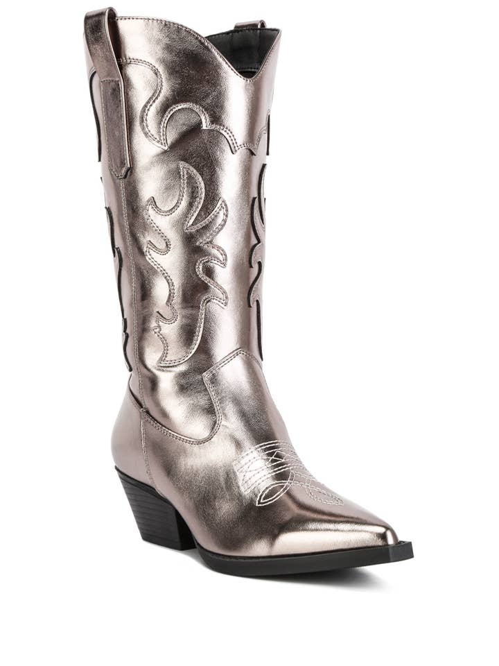 Cowby Metallic Faux Leather Cowboy Boots for wholesale by Rag Company