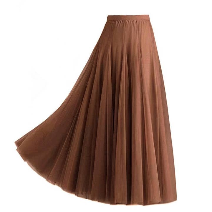 Solid Color Double Layer Maxi Skirt With Oversized Hem for wholesale by UZ Wholesale Store