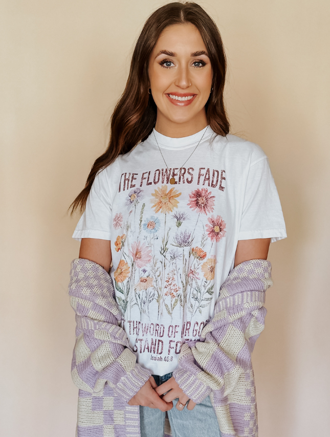 White The Flowers Fade Tee for wholesale on Faire1