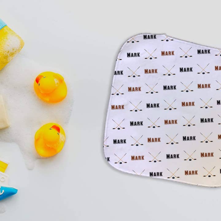 Personalized Hockey Microfiber Wash Cloth for wholesale by Potter's Printing