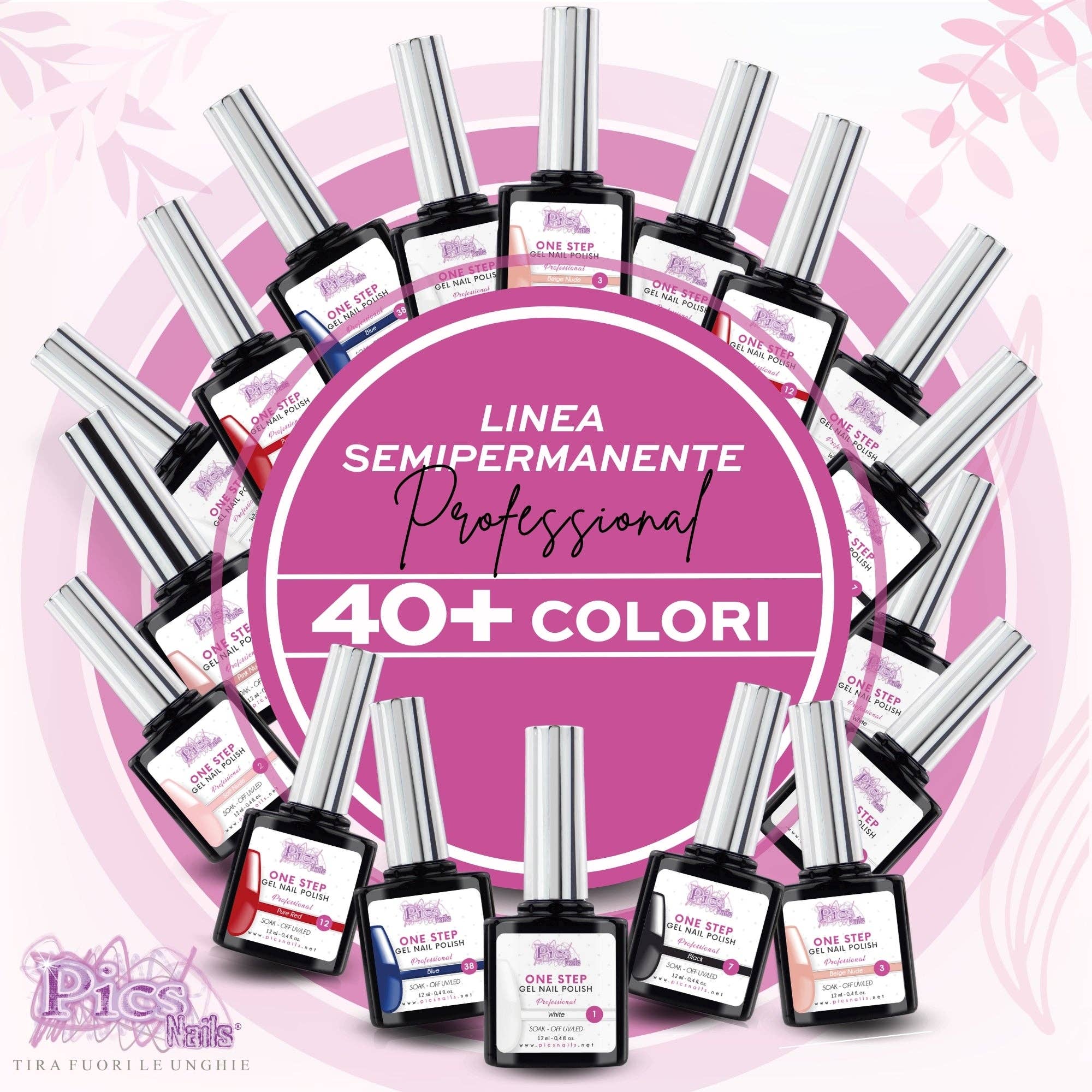 Pics Nails - Vente Vernis à ongles - Vernis à ongles semi-permanent One Clear Lilac Glitter 41, 12 ml | Vernis à ongles semi-permanent 3 en 1 UV/LED ultra brillant6