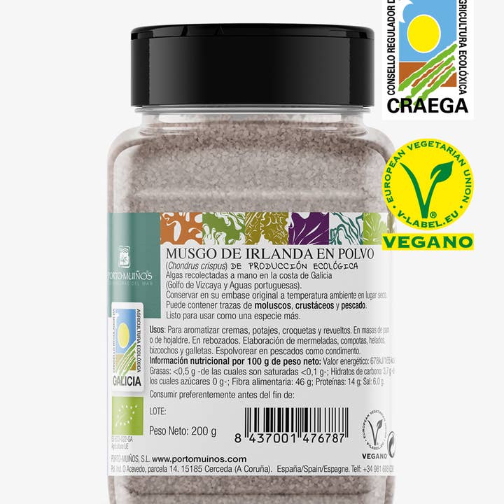 Porto-Muiños SL – wholesale Torkad krydda – PET alger Irländsk mossa pulver EKO 200