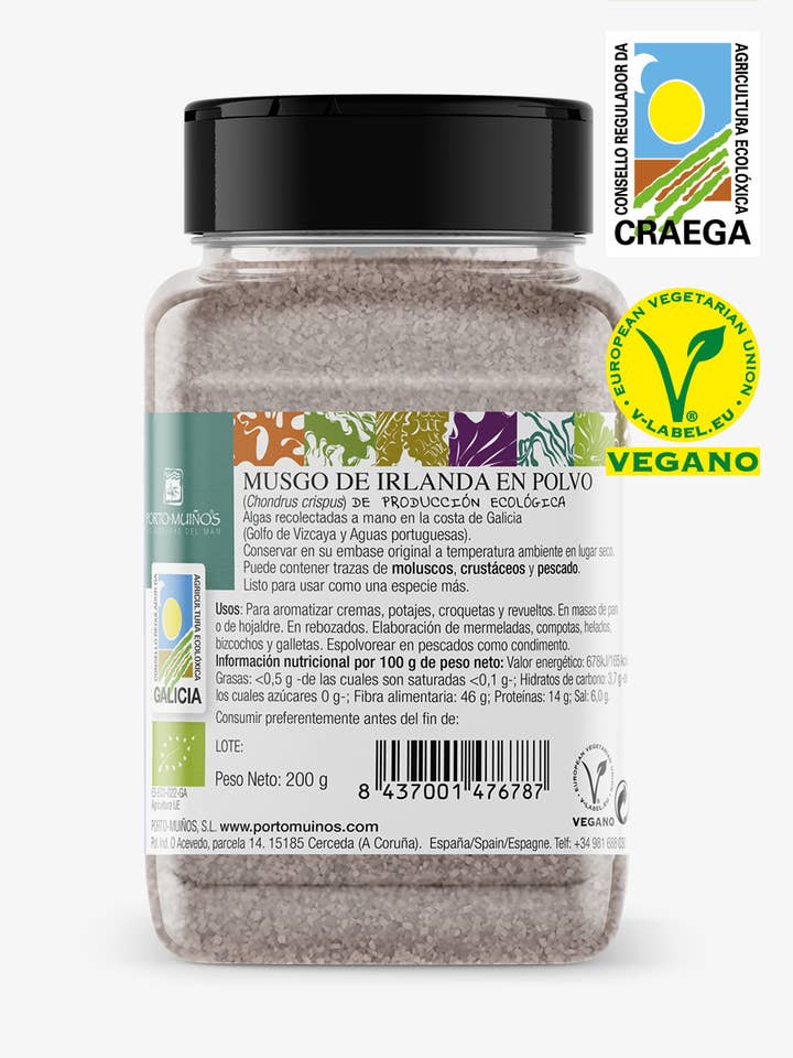 PET Irish Moss algae powder ECO 200 for wholesale by Porto-Muiños SL