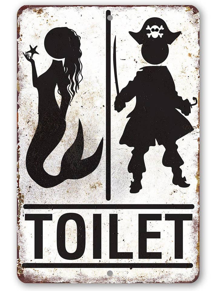 Bathroom Sign | Pirate Mermaid Toilet for wholesale by Lone Star Art Metal Signs