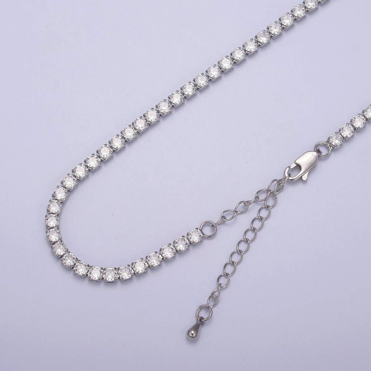 Aim Eternal - Wholesale Link & Chain Necklace - 24K Gold Filled Clear CZ Tennis 18 Inch Layering Chain Necklace in Gold & Silver | WA-680 WA-681 Clearance Pricing1