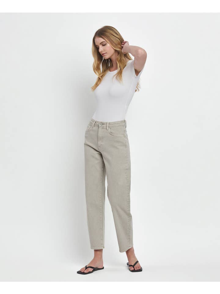 ROCK GREY SUPER HIGH RISE SLIM BARREL JEANS T6627RGR for wholesale on Faire13