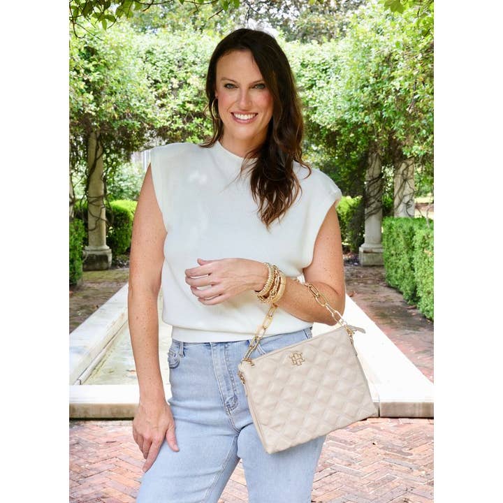 Caroline Hill - Wholesale Crossbody Bag - Women's - Ariana Crossbody NUDE QUILTED DQ