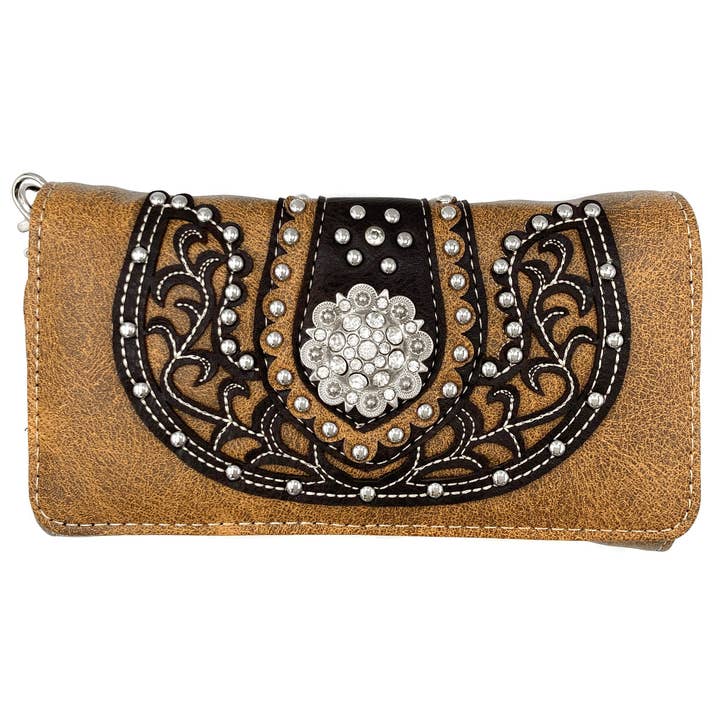 Carteira de pulseira Crossbody Studbody Concho Floral por atacado de Lunar Deer