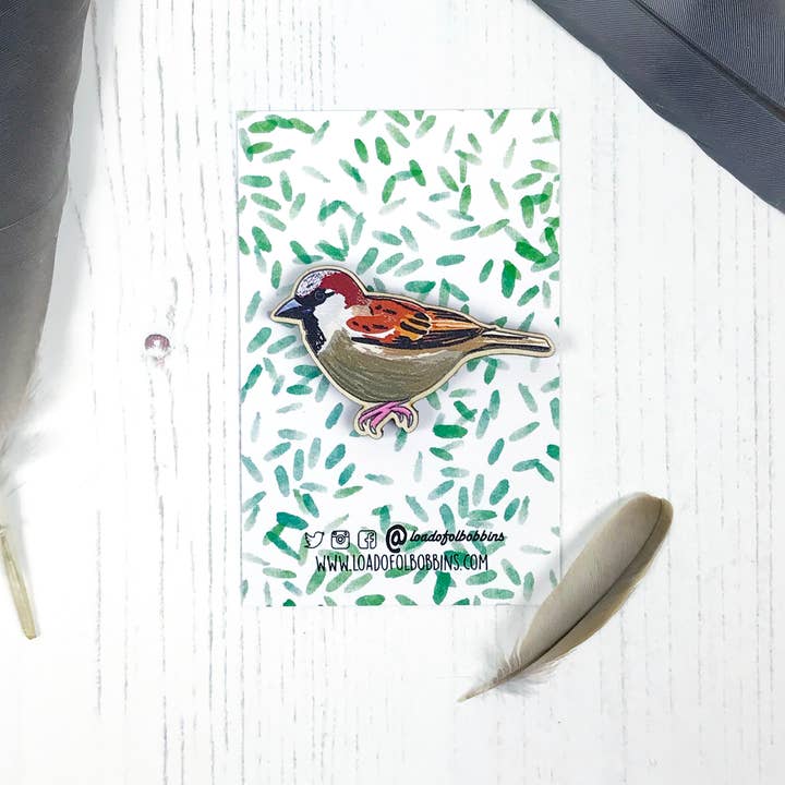 Sparrow Bird Lapel Pin for wholesale by Loadofolbobbins