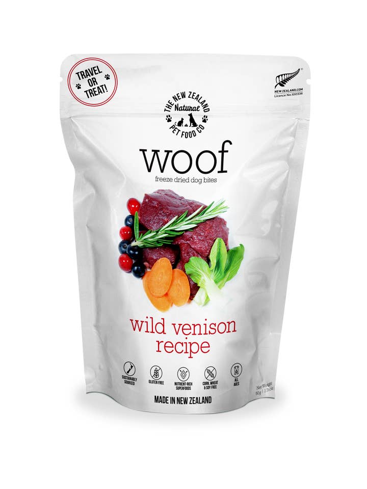 Woof Wild Venison Freeze Dried Dog Food for wholesale by The New Zealand Natural Pet Food Co