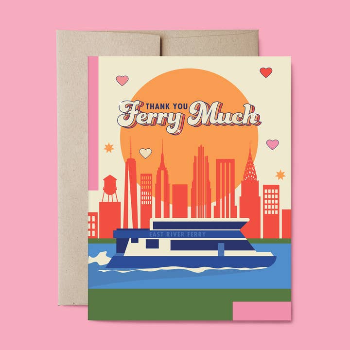 New York Thank You Ferry Much Card for wholesale by Belle Belette