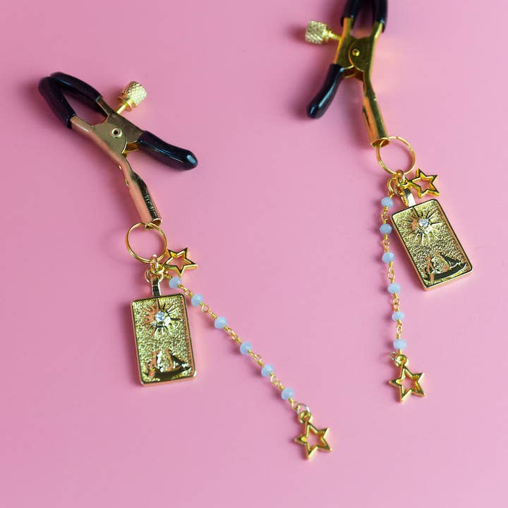 Kynx by Brynx LLC - Wholesale Sex Toy - Golden Tarot Nipple Clamps