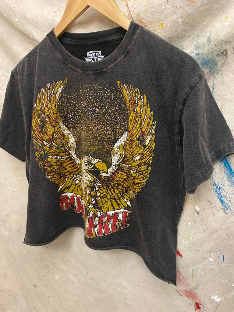 Country Deep Apparel - Vente T-shirt sérigraphié – femme - T-shirt court Born Free OVERSIZED inspiré des années 905