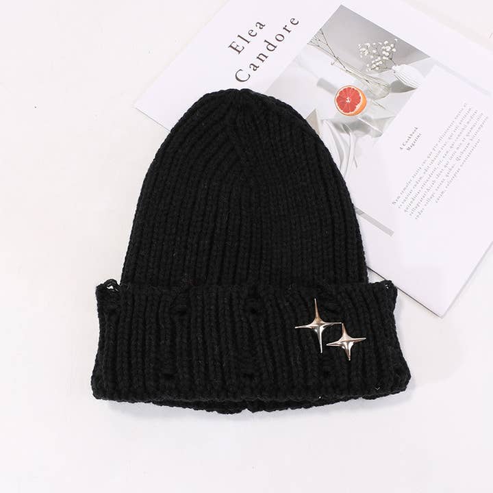 MKS America - Wholesale Beanie - Women's - Winter vintage ripped doji knit beanie
