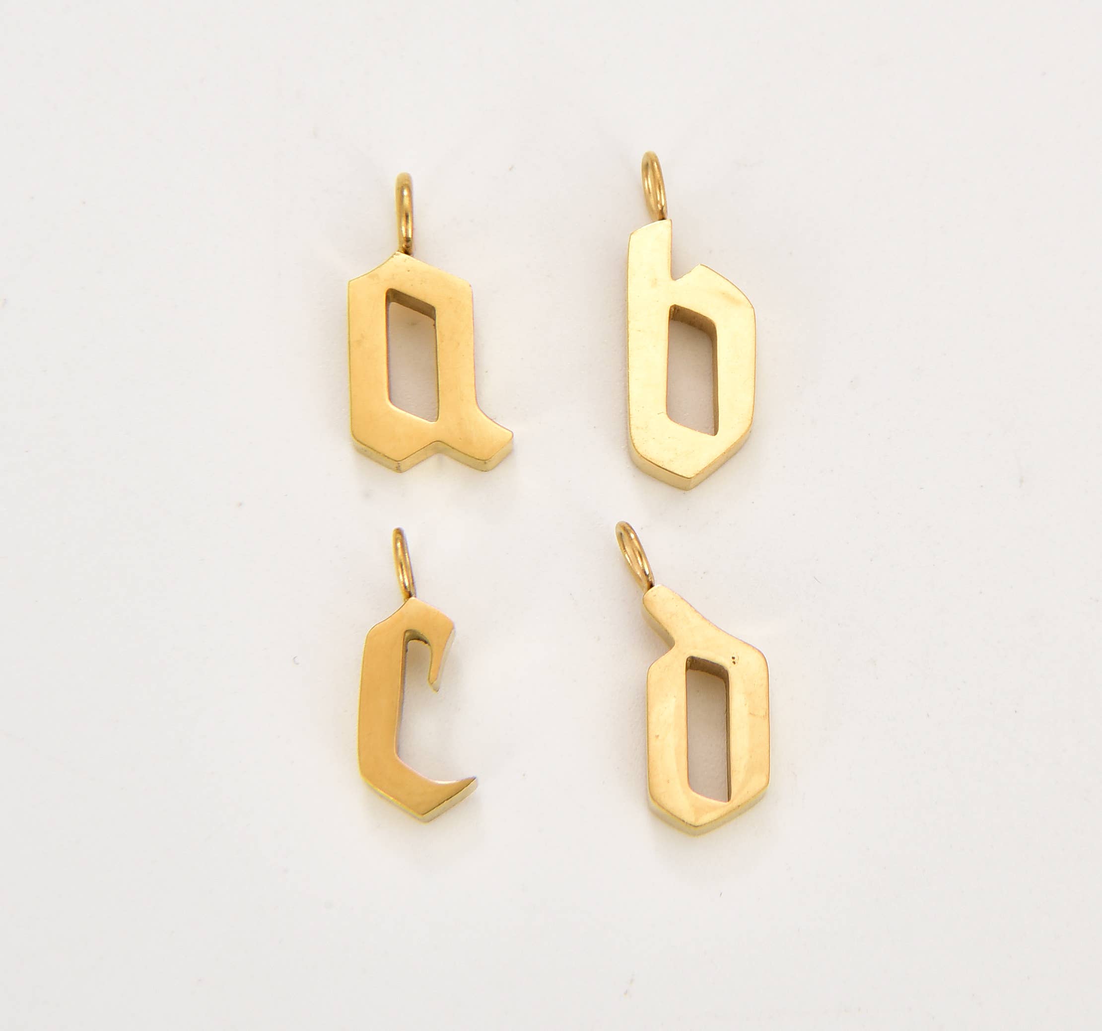 Beads Creation - Wholesale Individual Charm/Pendant - 18K Gold Personalized Gothic Cursive Initial Letter CP12095