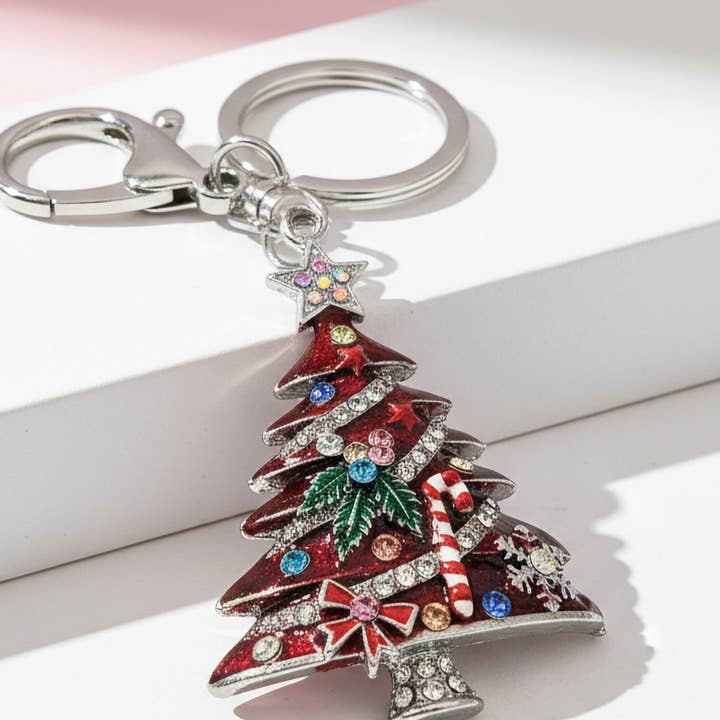 Arya Jewellery Wholesale - Wholesale Keychain - Women's - Candy Cane Christmas Tree Festive Key Ring & Bag Charm
