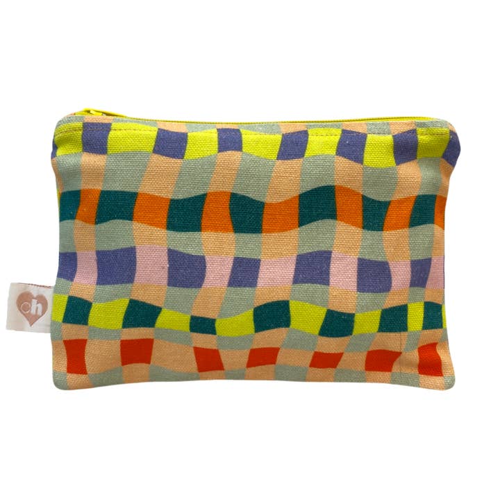Medium Zip Pouch - Groovy Grid Print for wholesale by Collective Heart