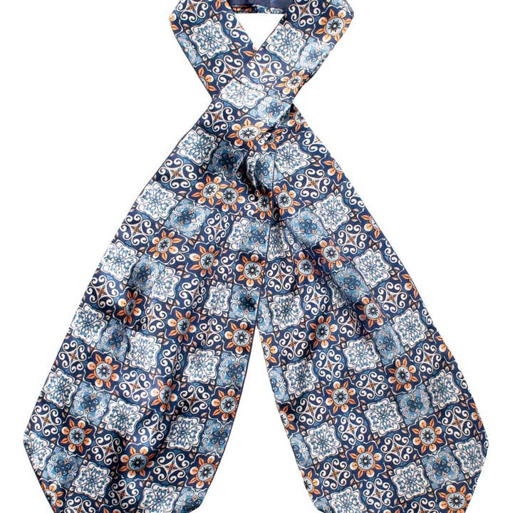 Graffeo Cravatte - Wholesale Necktie – Men’s - Sicilian Ascot Multicolor Majolica Print Satin AS223