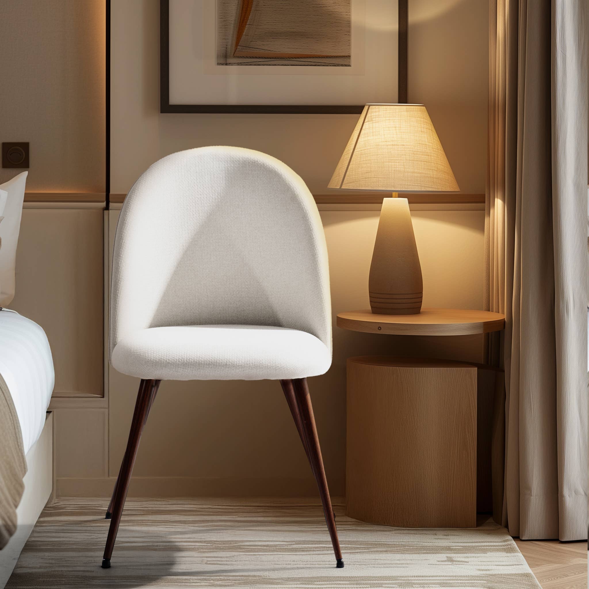 39F Inc. – Großhandel Stühle – Retro Industrieller Wildleder-Esszimmerstuhl (1 Stk.) - Metallbein5