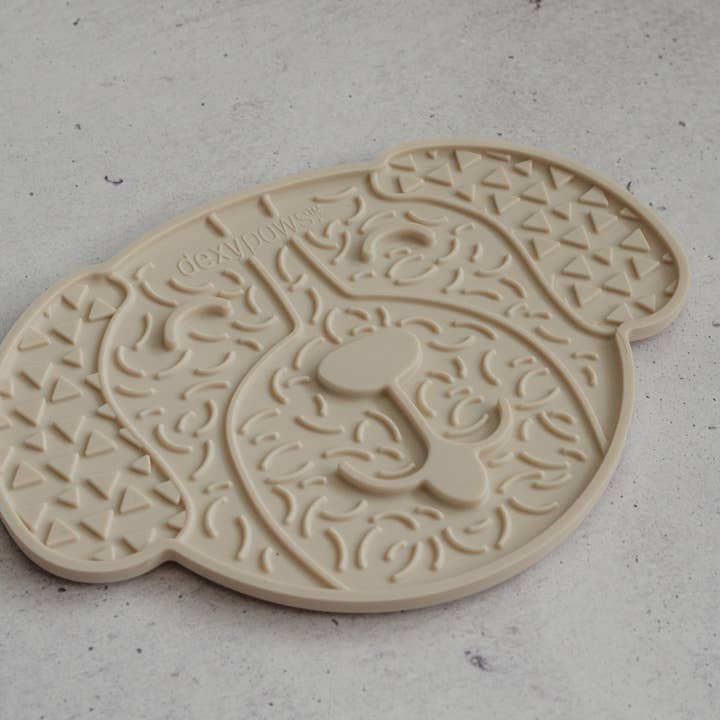dexypaws - Wholesale Pet Food Mat - Dog - Cream Dog Head Enrichment Lick Mat