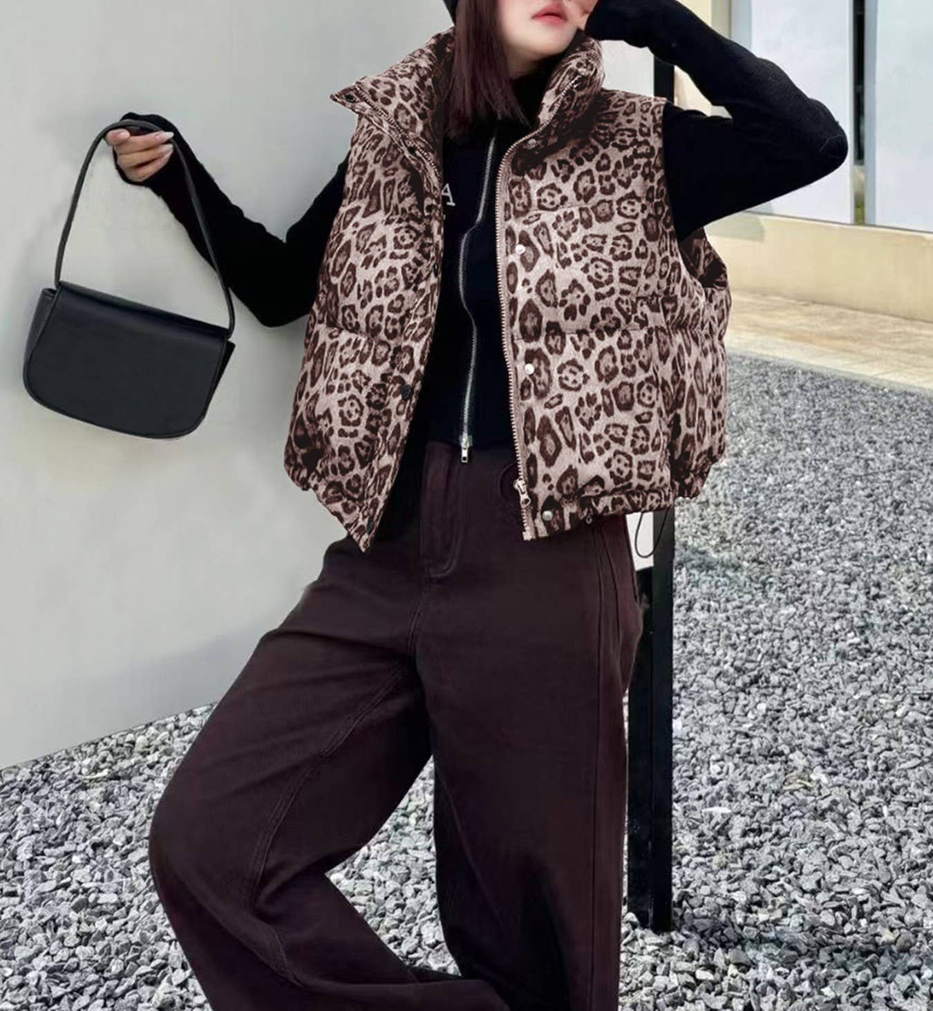 Rosa Clothing - Wholesale Outerwear Vest - Women's - Leopard Print Puffer Vest Women Winter Streetwear Trendy5