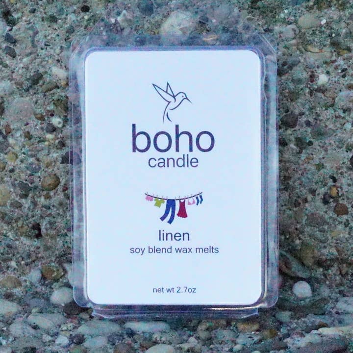 linen wax melts for wholesale by boho candle. concrete candles