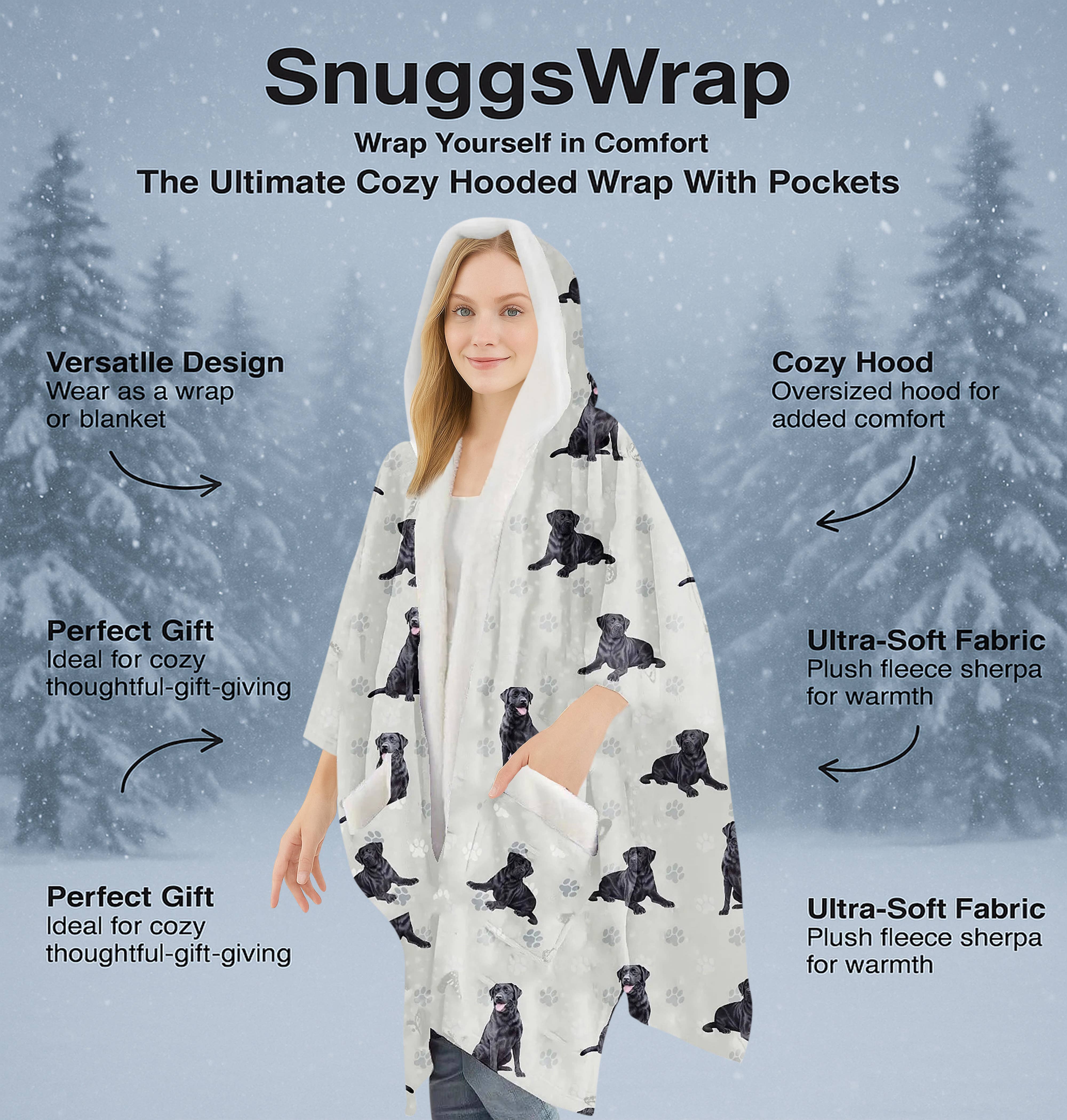 E&S Pets - Wholesale Hoodie - Unisex - Labrador, Black Snugg Wraps with Hoodie – Ultra Soft Sherpa Fleece Wrap for Pet Lovers4