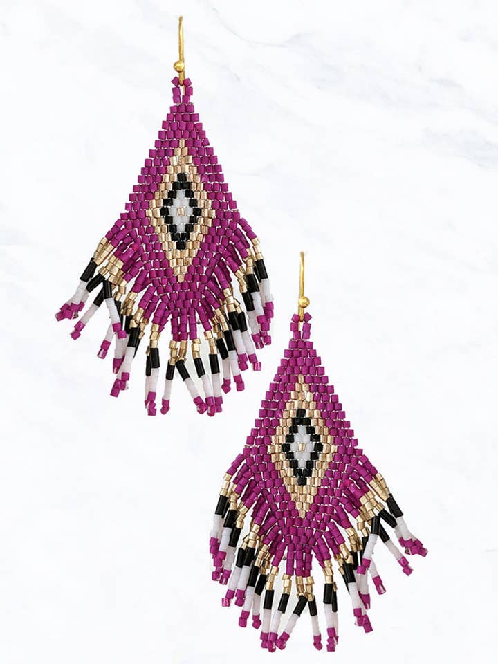 Boucles d'oreilles à franges en perles pour la vente par Suzie Q USA