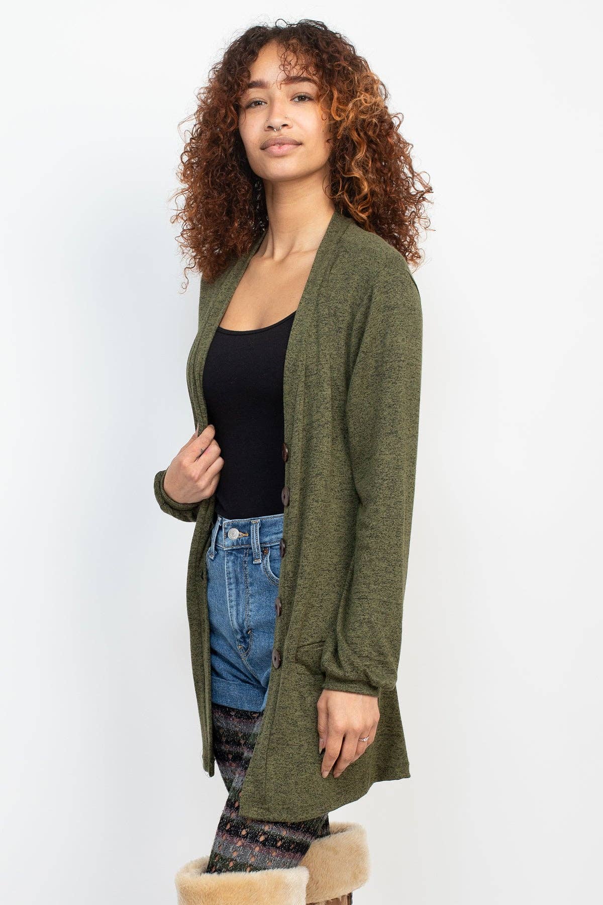 Lakhays Collection Inc. - Wholesale Cardigan - Women's - Floral Moth Long Button Cardigan2