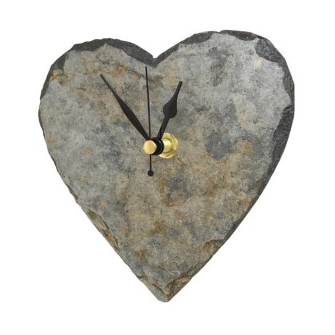 Cornish slate heart clock (15 cms diameter) Silent mechanism for wholesale by Driftmoods - The Slate Shop