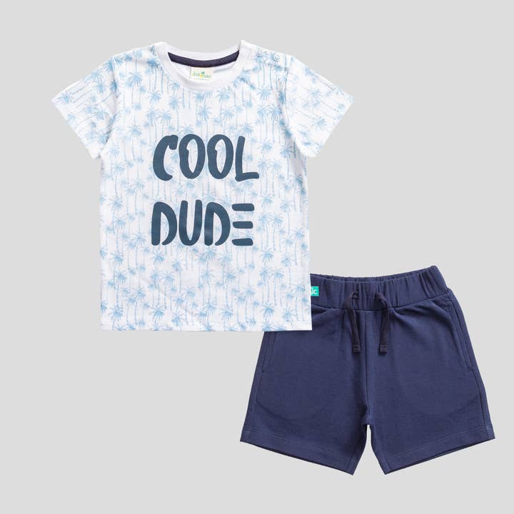 Cool Dude Navy Tee & Shorts Set for Toddler Boys for wholesale by Juscubs (KaiterFly)