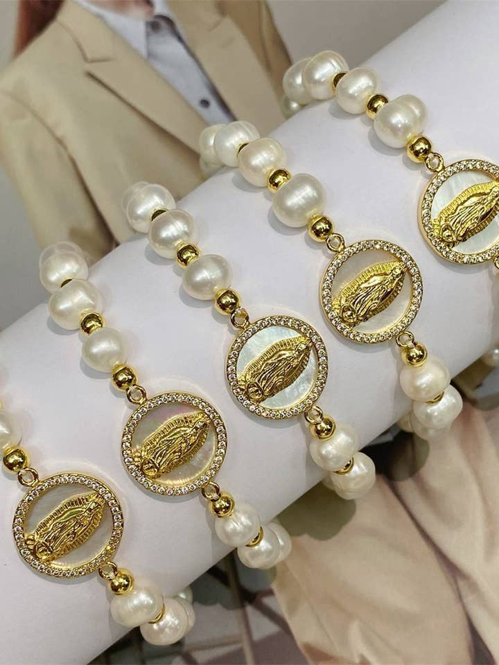 CWAJE4560_VINTAGE ROUND FRESHWATER PEARL BRACELET for wholesale by NINEXIS