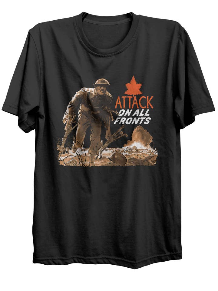 Attack On All Fronts World War 2 T-Shirt for wholesale by Canada for Victory