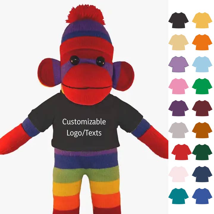 8″ Regenboog Aangepaste Sok Aap | Gepersonaliseerde Aap Knuffel voor wholesale door Plushland